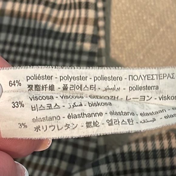 ZARA TRF HI-RISE BUTTON FLY PLAID TROUSERS BLACK/BROWN SIZE SMALL - Picture 9 of 9